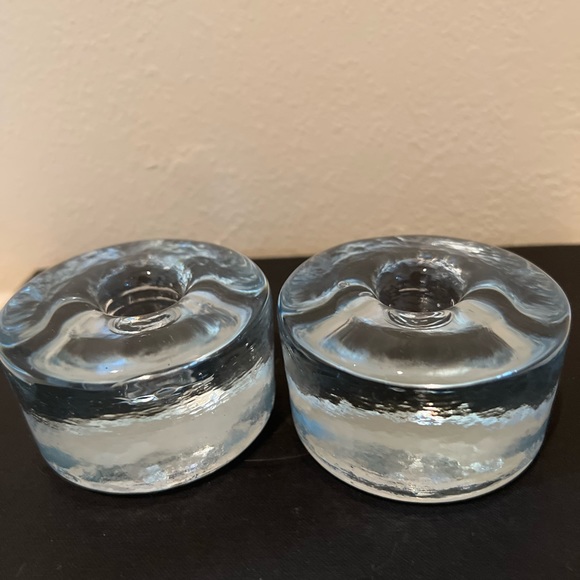A Beautiful Pair Of Thick Of Blenko Glass Candles Holder . Excellence Condition. - Picture 6 of 8